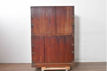 和製アンティーク　明治期から大正期　上手物　前面(欅材)　作りの良い六丁引きの2段重ね箪笥　(R-091357)