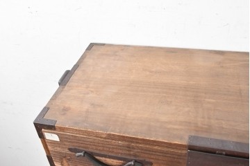 和製アンティーク　明治期から大正期　上手物　総桐材　作りの良い五丁引きの2段重ね関東時代箪笥　(R-091360)