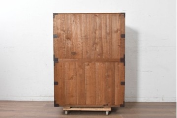 和製アンティーク　明治期から大正期　上手物　総桐材　作りの良い五丁引きの2段重ね関東時代箪笥　(R-091360)