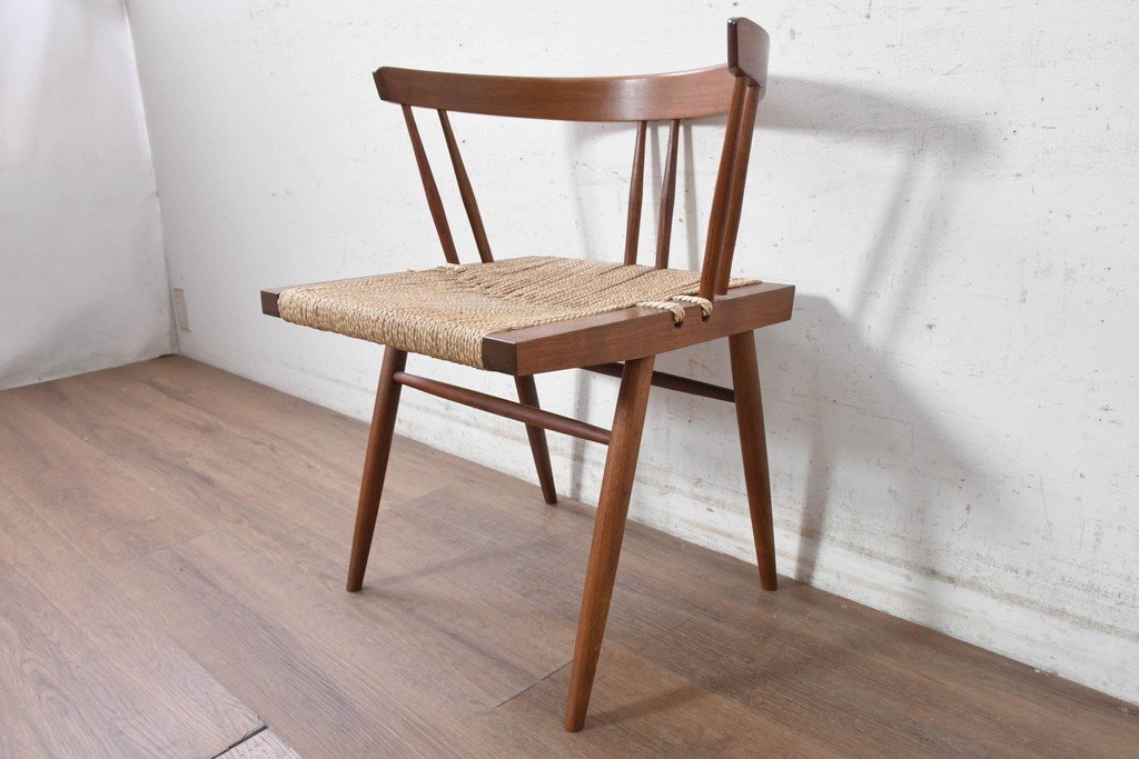 中古　ジョージナカシマ(George Nakashima)　桜製作所　グラスシートチェア(GRASS SEATED CHAIR)　CN120　軽やかな佇まいが魅力のチェア　(R-091366)