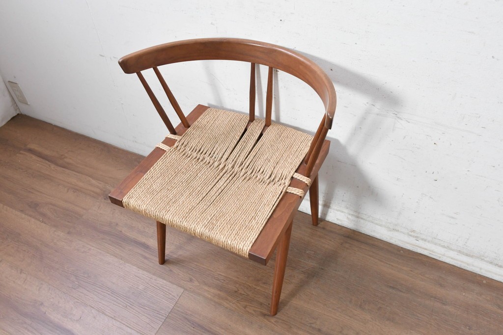 中古　ジョージナカシマ(George Nakashima)　桜製作所　グラスシートチェア(GRASS SEATED CHAIR)　CN120　軽やかな佇まいが魅力のチェア　(R-091367)
