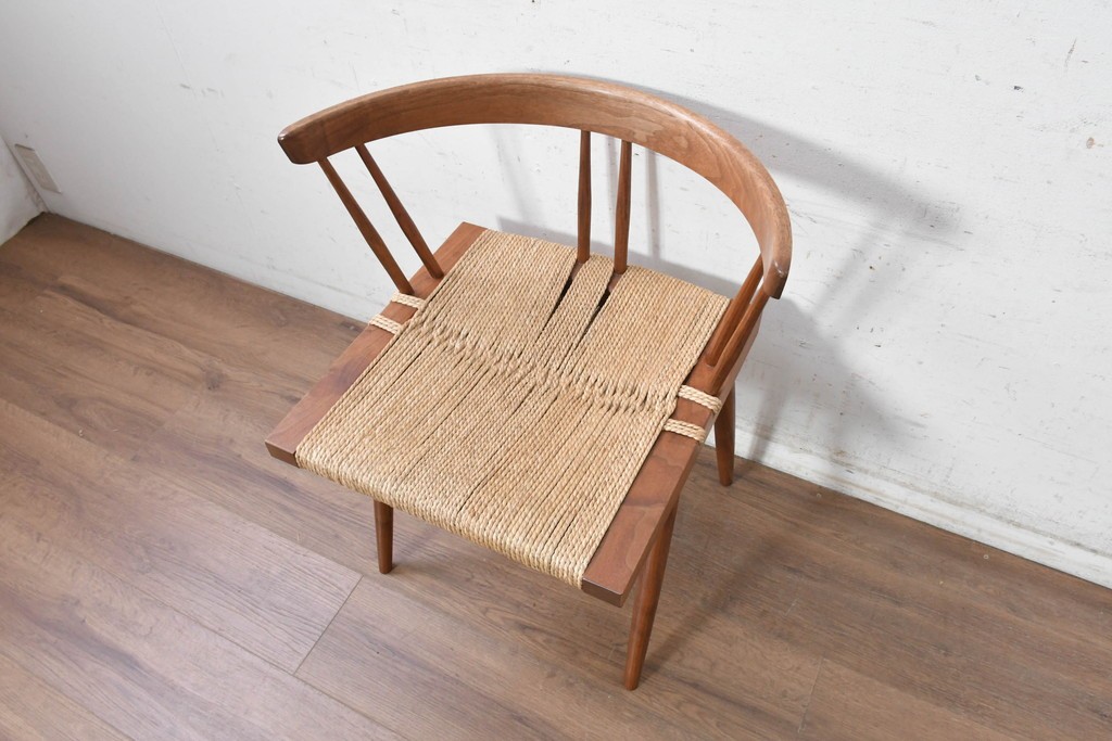 中古　ジョージナカシマ(George Nakashima)　桜製作所　グラスシートチェア(GRASS SEATED CHAIR)　CN120　軽やかな佇まいが魅力のチェア　(R-091368)