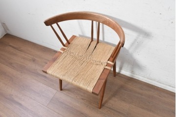 中古　ジョージナカシマ(George Nakashima)　桜製作所　グラスシートチェア(GRASS SEATED CHAIR)　CN120　軽やかな佇まいが魅力のチェア　(R-091368)