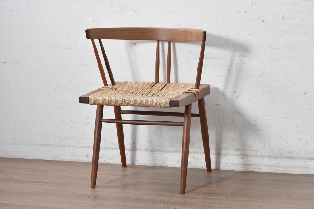 中古　ジョージナカシマ(George Nakashima)　桜製作所　グラスシートチェア(GRASS SEATED CHAIR)　CN120　軽やかな佇まいが魅力のチェア　(R-091371)