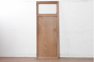 アンティーク建具　昭和初期から昭和中期　鏡板一枚板　型板ガラス入りのシンプルなドア1枚　(R-091374)
