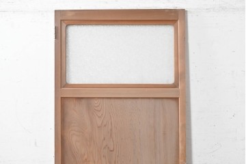 アンティーク建具　昭和初期から昭和中期　鏡板一枚板　型板ガラス入りのシンプルなドア1枚　(R-091374)