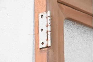 アンティーク建具　昭和初期から昭和中期　鏡板一枚板　型板ガラス入りのシンプルなドア1枚　(R-091374)