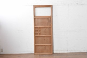アンティーク建具　昭和初期から昭和中期　鏡板一枚板　型板ガラス入りのシンプルなドア1枚　(R-091374)