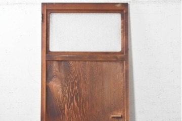 アンティーク建具　昭和初期から昭和中期　鏡板一枚板　型板ガラス入りのシンプルなドア1枚　(R-091375)