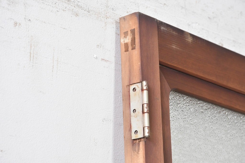 アンティーク建具　昭和初期から昭和中期　鏡板一枚板　型板ガラス入りのシンプルなドア1枚　(R-091375)