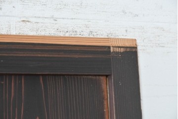アンティーク建具　明治から大正期　幅広　豊かな木目と細かな格子が趣深い障子帯戸2枚セット　(R-091376)
