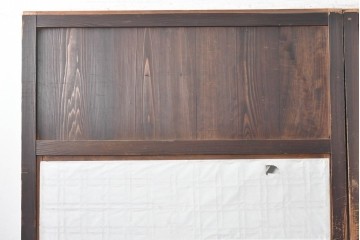 アンティーク建具　明治から大正期　幅広　豊かな木目と細かな格子が趣深い障子帯戸2枚セット　(R-091376)