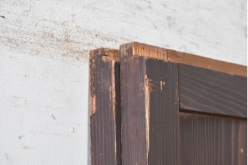 アンティーク建具　明治から大正期　幅広　豊かな木目と細かな格子が趣深い障子帯戸2枚セット　(R-091376)
