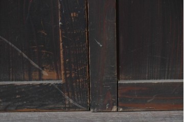 アンティーク建具　明治から大正期　幅広　豊かな木目と細かな格子が趣深い障子帯戸2枚セット　(R-091377)
