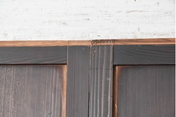アンティーク建具　明治から大正期　幅広　豊かな木目と細かな格子が趣深い障子帯戸2枚セット　(R-091377)