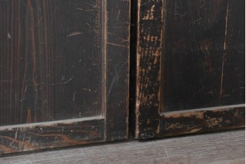 アンティーク建具　明治から大正期　幅広　豊かな木目と細かな格子が趣深い障子帯戸2枚セット　(R-091377)