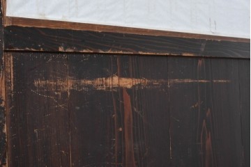 アンティーク建具　明治から大正期　幅広　豊かな木目と細かな格子が趣深い障子帯戸2枚セット　(R-091377)