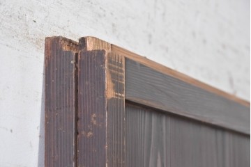 アンティーク建具　明治から大正期　幅広　豊かな木目と細かな格子が趣深い障子帯戸2枚セット　(R-091377)