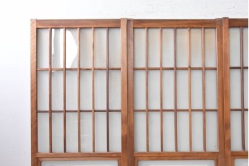 ヴィンテージ建具　昭和後期　幅狭　すりガラスがレトロな印象を添えるガラス戸4枚セット　(R-091378)