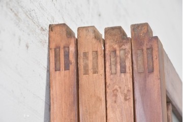 ヴィンテージ建具　昭和後期　幅狭　すりガラスがレトロな印象を添えるガラス戸4枚セット　(R-091378)