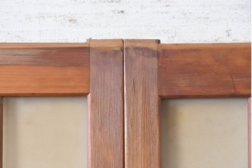 ヴィンテージ建具　昭和中期　格子意匠が和の趣を添えるガラス戸4枚セット　(R-091379)
