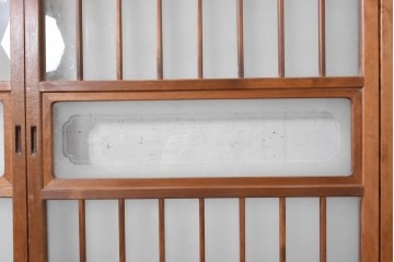ヴィンテージ建具　昭和中期　格子意匠が和の趣を添えるガラス戸4枚セット　(R-091379)