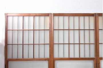 ヴィンテージ建具　昭和中期　格子意匠が和の趣を添えるガラス戸4枚セット　(R-091379)