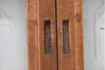 ヴィンテージ建具　昭和中期　格子意匠が和の趣を添えるガラス戸4枚セット　(R-091379)