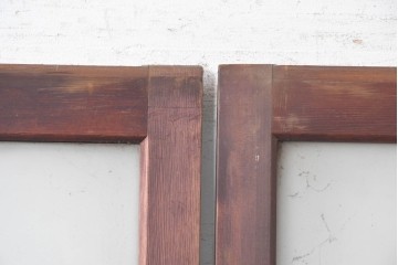 ヴィンテージ建具　昭和中期　横桟のすっきりとしたガラス戸2枚セット　(R-091380)