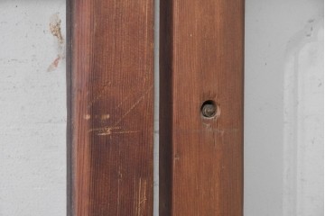 ヴィンテージ建具　昭和中期　横桟のすっきりとしたガラス戸2枚セット　(R-091380)