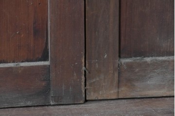 ヴィンテージ建具　昭和中期　横桟のすっきりとしたガラス戸2枚セット　(R-091380)