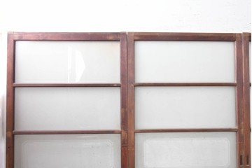 ヴィンテージ建具　昭和中期　横桟のすっきりとしたガラス戸4枚セット　(R-091381)