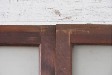 ヴィンテージ建具　昭和中期　横桟のすっきりとしたガラス戸4枚セット　(R-091381)