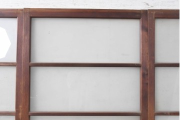 ヴィンテージ建具　昭和中期　横桟のすっきりとしたガラス戸4枚セット　(R-091381)