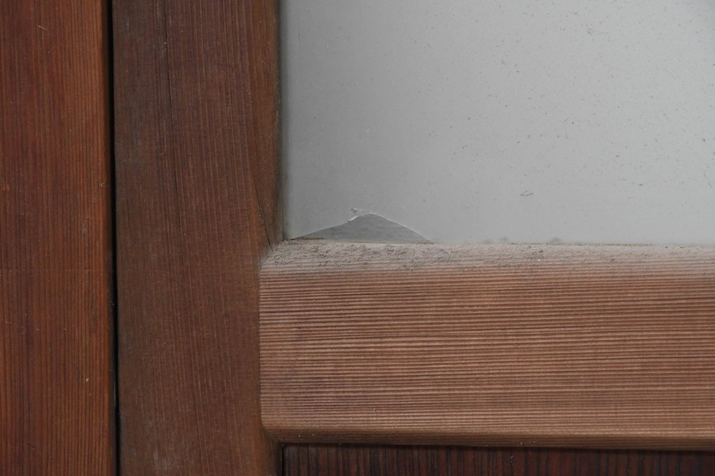 ヴィンテージ建具　昭和中期　横桟のすっきりとしたガラス戸4枚セット　(R-091381)