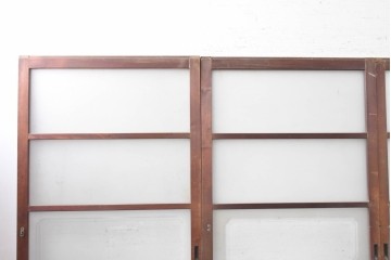 ヴィンテージ建具　昭和中期　横桟のすっきりとしたガラス戸4枚セット　(R-091381)