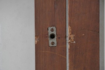 ヴィンテージ建具　昭和中期　横桟のすっきりとしたガラス戸4枚セット　(R-091381)
