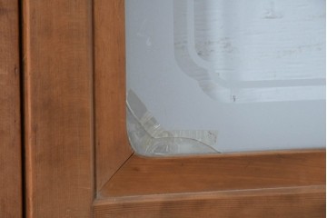 アンティーク建具　昭和中期　裏ガラス　細やかな縦格子が連なる格子戸4枚セット　(R-091382)