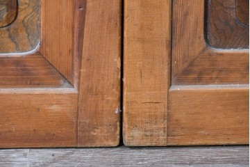 アンティーク建具　昭和中期　裏ガラス　細やかな縦格子が連なる格子戸4枚セット　(R-091382)