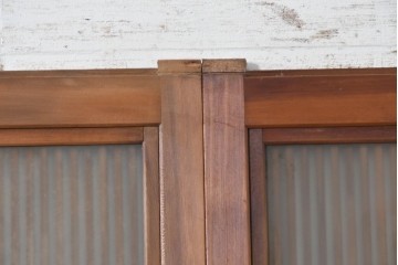 アンティーク建具　昭和中期　裏ガラス　細やかな縦格子が連なる格子戸4枚セット　(R-091382)