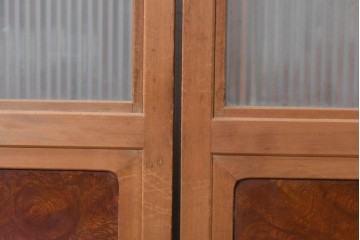 アンティーク建具　昭和中期　裏ガラス　細やかな縦格子が連なる格子戸4枚セット　(R-091382)
