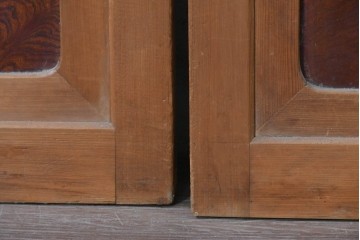 アンティーク建具　昭和中期　裏ガラス　細やかな縦格子が連なる格子戸4枚セット　(R-091382)