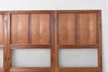 アンティーク建具　昭和初期　木味を楽しむガラス帯戸4枚セット　(R-091383)