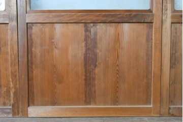 アンティーク建具　昭和初期　木味を楽しむガラス帯戸4枚セット　(R-091383)