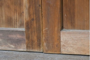 アンティーク建具　昭和初期　木味を楽しむガラス帯戸4枚セット　(R-091383)