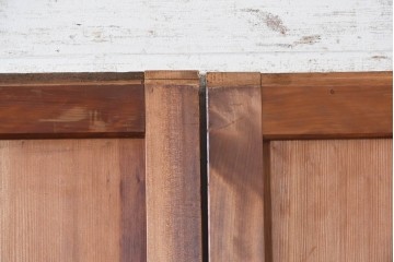 アンティーク建具　昭和初期　木味を楽しむガラス帯戸4枚セット　(R-091383)