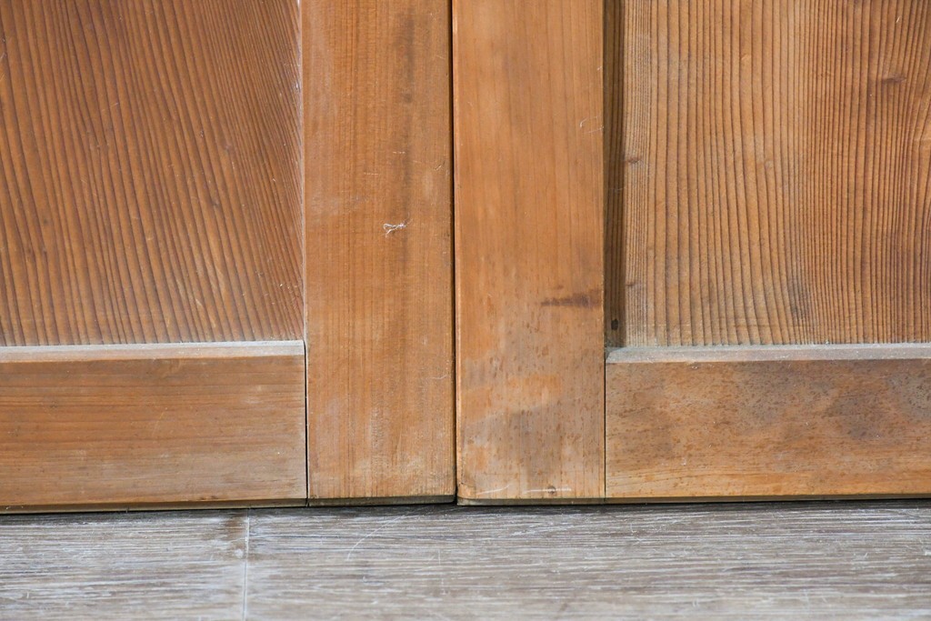アンティーク建具　昭和初期　木味を楽しむガラス帯戸4枚セット　(R-091383)