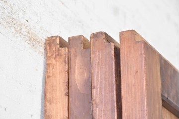 アンティーク建具　昭和初期　木味を楽しむガラス帯戸4枚セット　(R-091383)