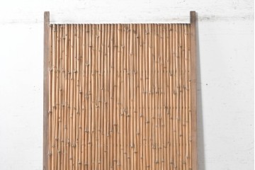 ヴィンテージ建具　昭和中期　細竹の節と自然木の横桟が織りなす味わい深い竹垣1枚　(R-091388)