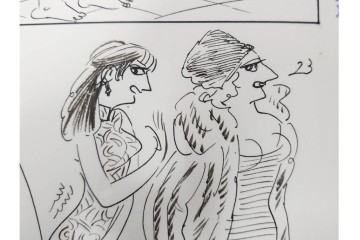 小島功　肉筆原画　漫画サンデー(6号～9号)　「コオ釈 西遊記」　漫画原稿16枚セット　(R-091398)